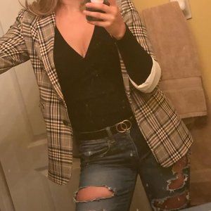Designer Plaid Blazer with silk underlining